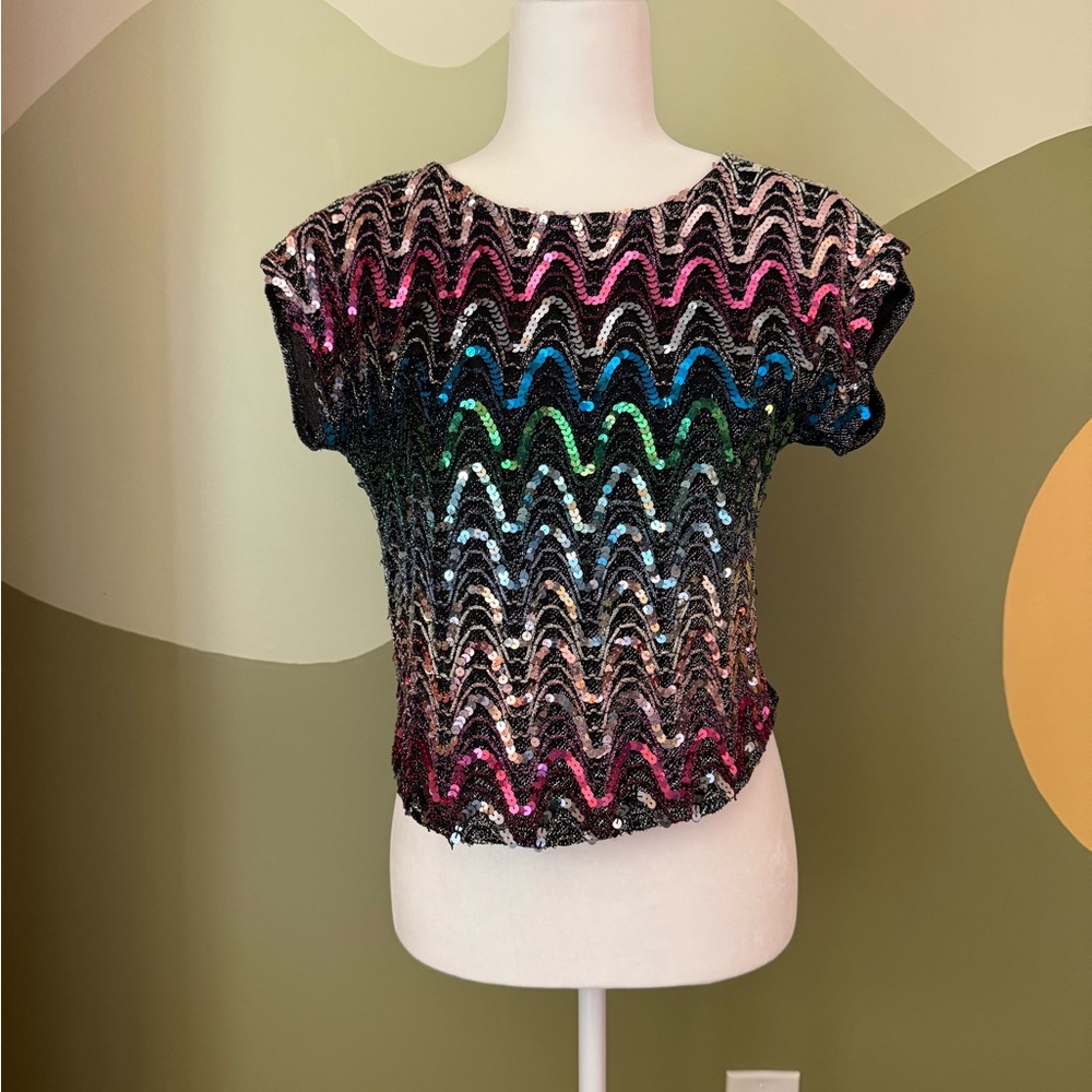 Vintage 70s Multicolor Sequin Women's Top
